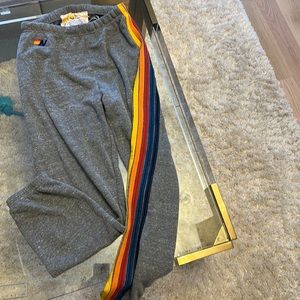 Aviator Nation 5 stripe sweatpants. Heather Grey. Size Large